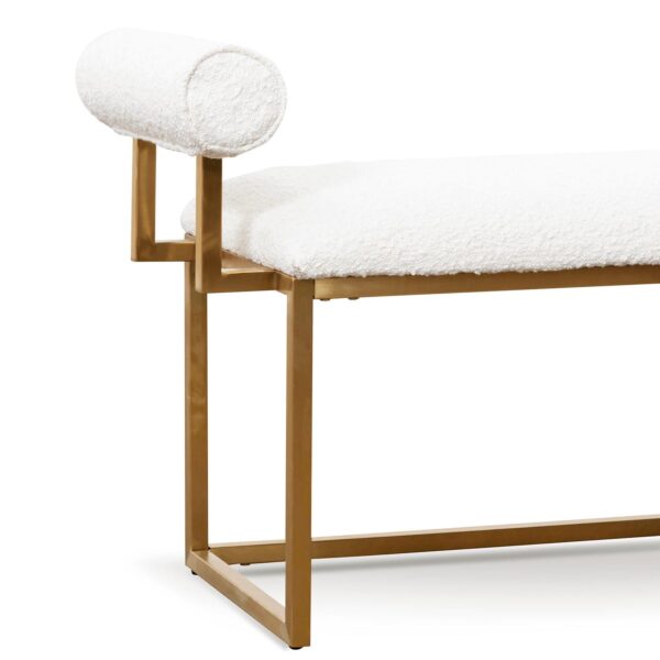 LC6771 BS Ivory White Boucle Bench Brushed Gold Base 8