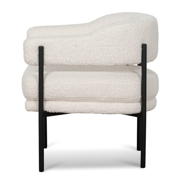 LC6871 KSO Ivory White Boucle Armchair Black Legs 13