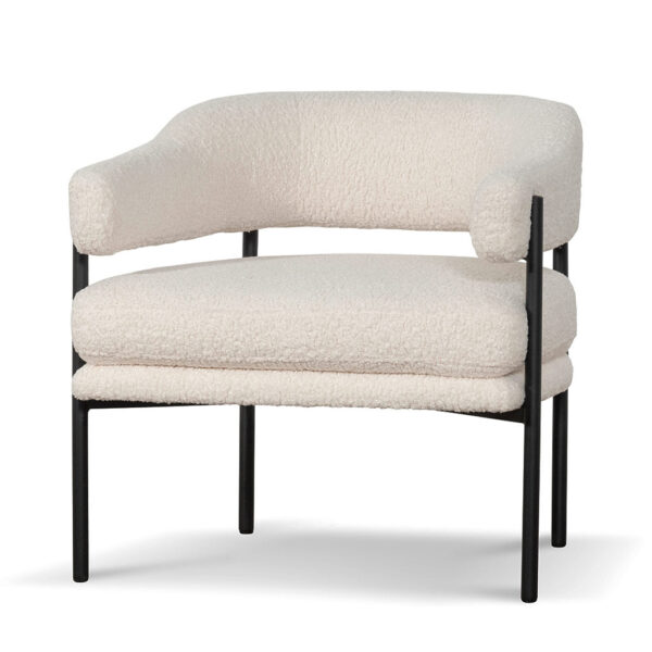 LC6871 KSO Ivory White Boucle Armchair Black Legs 3