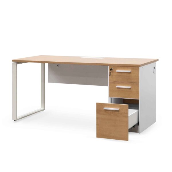 OT6541 SN Halo 1 Seater Office Desk Natural And White 3