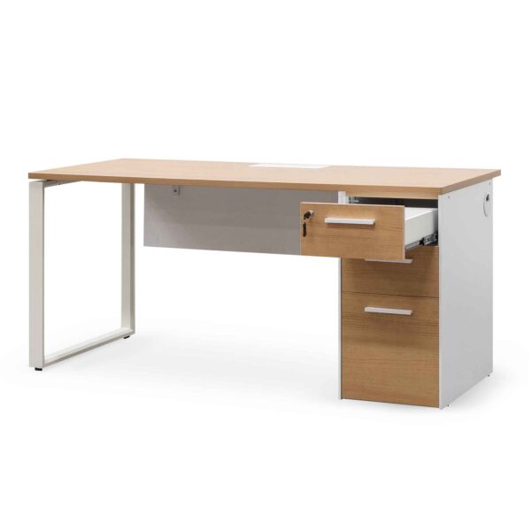 OT6541 SN Halo 1 Seater Office Desk Natural And White 5