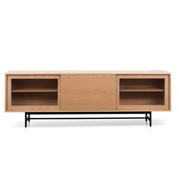 TV6634 KD 2.1m Wooden Entertainment TV Unit Natural with Flute Glass Door 1