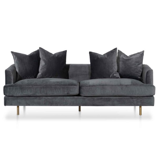 andre 3 seater sofa cosmic grey velvet with brushed gold legs LC6366 CA 1