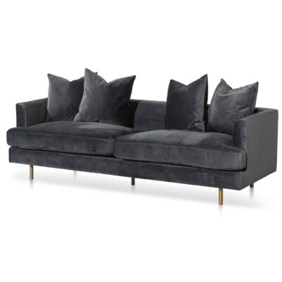 andre 3 seater sofa cosmic grey velvet with brushed gold legs LC6366 CA 2
