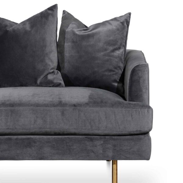 andre 3 seater sofa cosmic grey velvet with brushed gold legs LC6366 CA 4