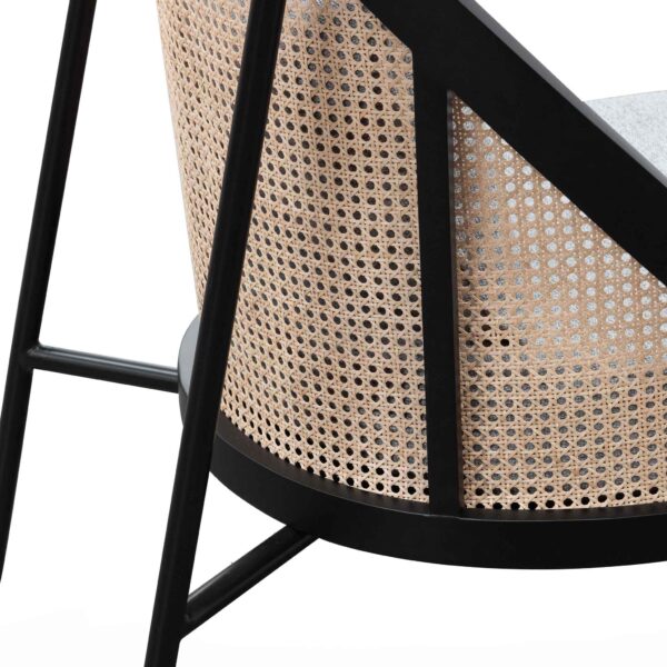 elba grey fabric natural rattan lounge chair black LC6384 SD 6