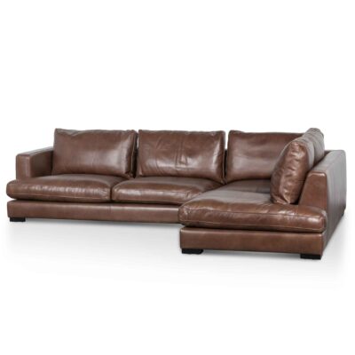 lucinda 4 seater right chaise leather sofa mocha brown LC6265 KSO 2