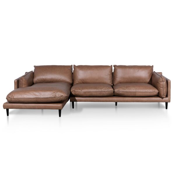 lucio 4 seater left chaise leather sofa saddle brown LC6247 KSO 1
