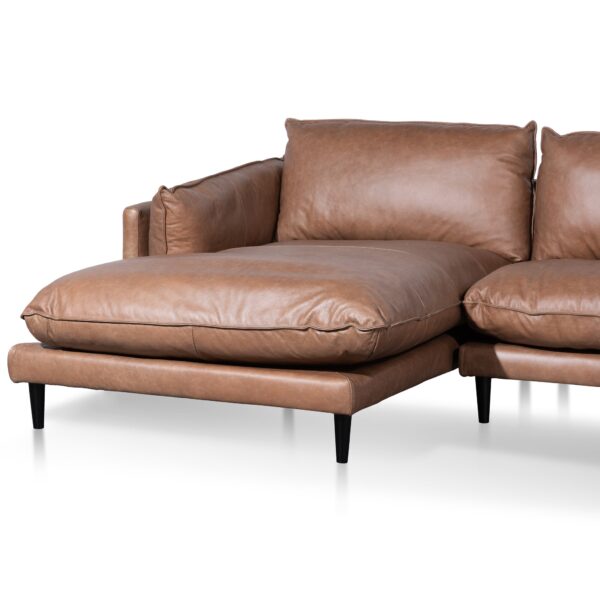 lucio 4 seater left chaise leather sofa saddle brown LC6247 KSO 4