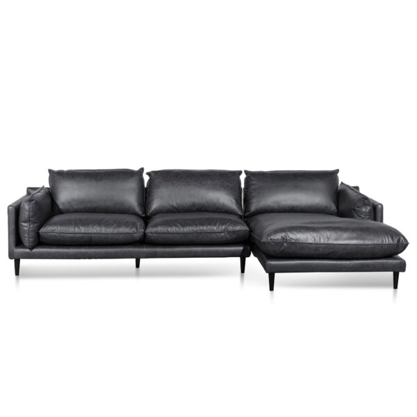 lucio 4 seater right chaise leather sofa charcoal LC6250 KSO 1