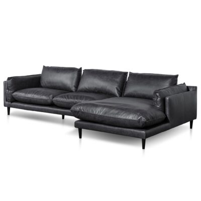lucio 4 seater right chaise leather sofa charcoal LC6250 KSO 2