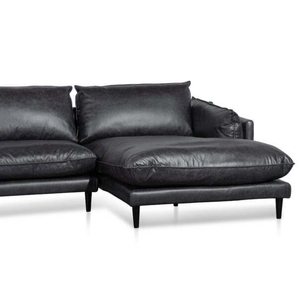 lucio 4 seater right chaise leather sofa charcoal LC6250 KSO 4