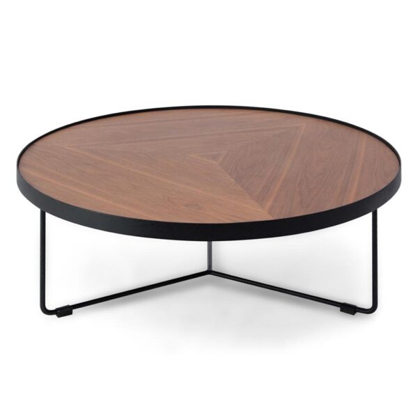 luna 90x45cm round coffee table walnut top black frame coffee table better b core 435975