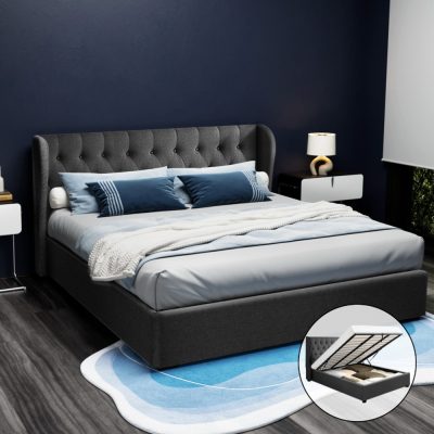Artiss Bed Frame King Size Gas Lift Charcoal Issa
